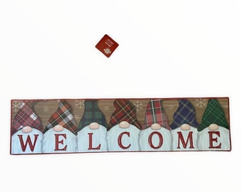 23" x 6" Christmas Winter Welcome Gnome Hanging Sign Swag Banner Decor