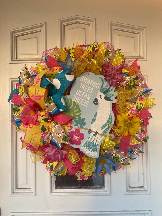 Summer Ocean Wreath Tropical Wreath Deco Mesh Wreath - Etsy