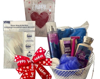 Bath & Body Works Dark Kiss Valentines Day Gift Basket Set, Woman’s Health and Beauty Gift Set, Personal Self Care Kit, Appreciation Gift