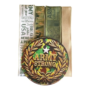 Army Wreath Kit Set Zeichen und Band Bündel | Armee Stark Camo Militär Dekor | DIY Bastelpackung | veteranen-Tageskranz-Versorgungsmaterial