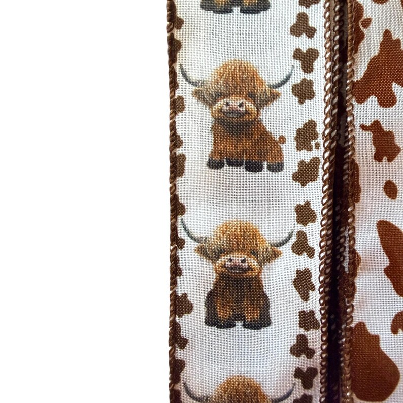 Cow Ribbon Highland Cow Ribbon Decor, Cow Print Farmhouse Ribbon, Western Cow ...