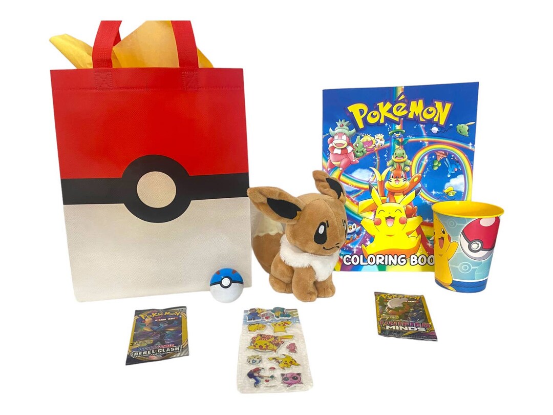Pokemon Gift Basket Set Cards Pokémon Plush Eevee Surprise Etsy