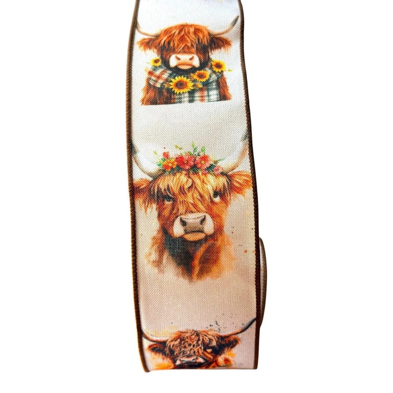 Cow Ribbon Highland Cow Ribbon 2.5” | Farmhouse Wired Ribbon for Bows, Wreaths ...