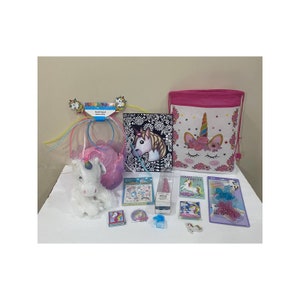 Plush Unicorn Easter Basket Gift Set Backpack DIY Art Set Headbands Balloons Backpack Toys Games & Activities
