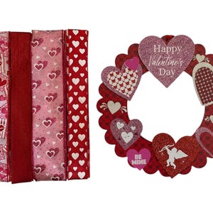 Valentine’s Day Wreath | Sign and Ribbon Bundle for DIY Deco Mesh Wreaths | Cupid, Hearts, Be Mine, Glitter Love Craft Kit | Wreath Making