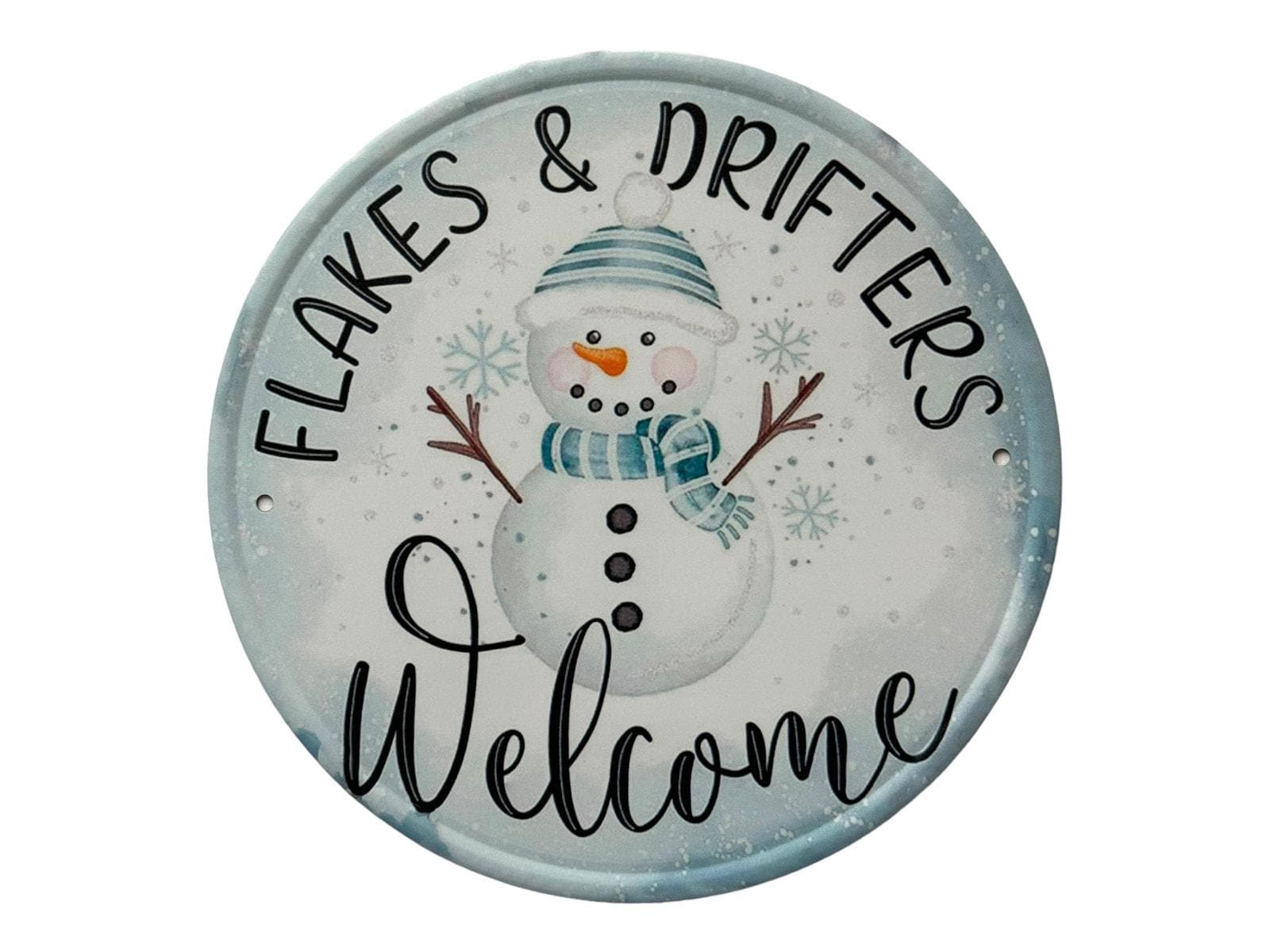 Flakes & Drifters Welcome Snowman Sign - Winter Farmhouse Decor for…