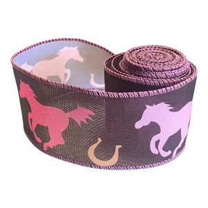 Roze paard en hoefijzerdraadlint, 2,5 x 3 meter – western ruiterlint voor kransen, strikken, handwerk, boerderijdecoratie