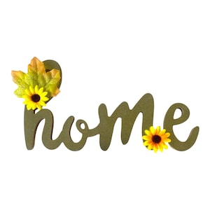 Home Sign – Fall Farmhouse Shelf Decor with Sunflowers and Leaf | Freestanding Tiered Tray Sign | Autumn Thanksgiving Home Accent