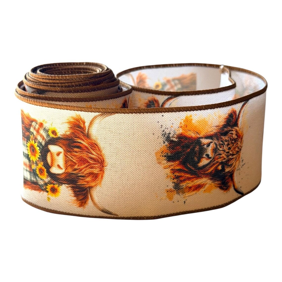 Highland Cow Ribbon 2.5” | Farmhouse Wired Ribbon for Bows, Wreaths ...