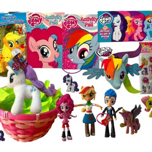 My Little Pony Easter Basket – pluche, figuren, activiteitenblokken en stickers voor kinderen, leuke speelset voor kinderen, MLP Friendship is Magic-cadeauset