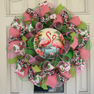 Pink Flamingo Deco Mesh Ribbon Tropical Spring & Summer