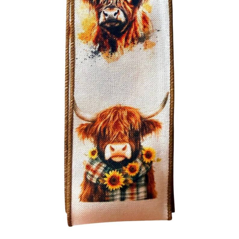 Cow Ribbon Highland Cow Ribbon 2.5” | Farmhouse Wired Ribbon for Bows, Wreaths ...