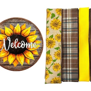 Welkom Zonnebloembord en lintbundelset, DIY zomer- en herfstkrans maken leveringspakketdoos, doe-het-zelf-ambacht, woondecoratieproject