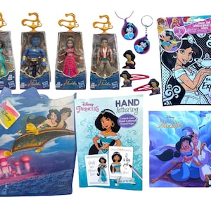 Ultimate Aladdin & Princess Jasmine Gift Set | Disney-Inspired Bundle | Kids’ Toys, Books, Accessories | Girls Easter Basket | Birthday Gift