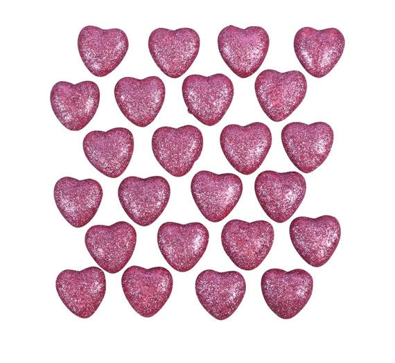 Pink Glitter Hearts, 24 Count Pack of Valentines Day Hearts, DIY Heart  Picks, Pink Foam Hearts, DIY Home Decor 