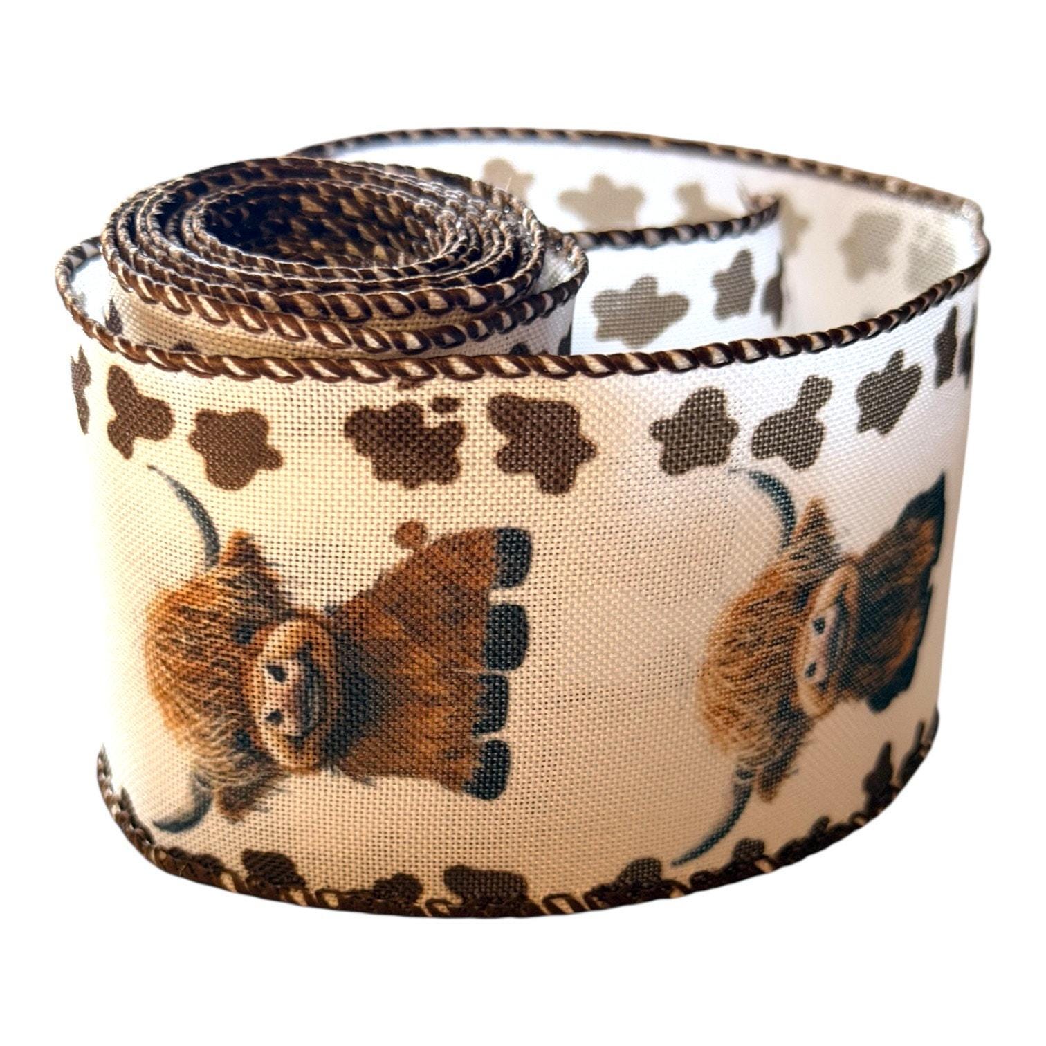 Highland Cow Ribbon Decor, Cow Print Farmhouse Ribbon, Wired Western ...