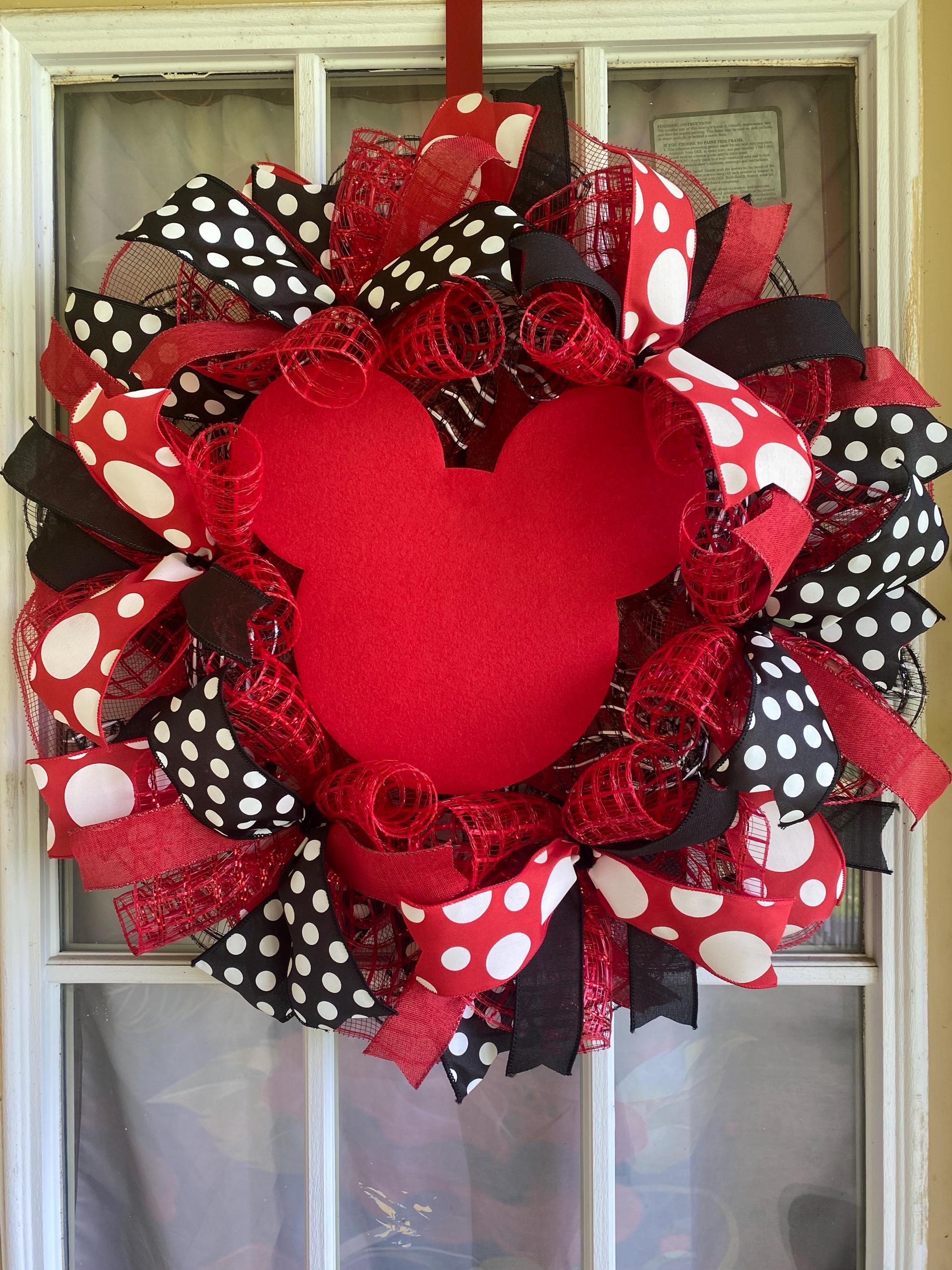 Mickey / Minnie Mouse Sign & Ribbon Bundle Set, DIY Wreath Kit, DIY Craft Supply