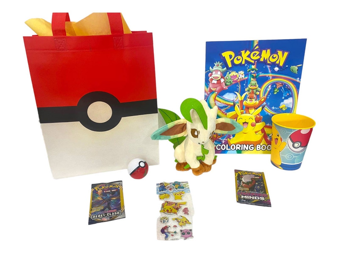 Pokemon Gift Basket Cards Pokémon Plush Leafeon Doll Surprise Etsy