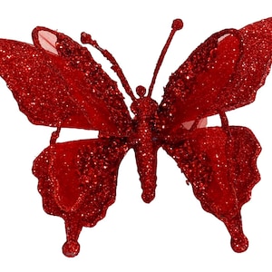 6.5” Glitter Bling Shatterproof Butterfly Christmas Ornament Glam Holiday Decor