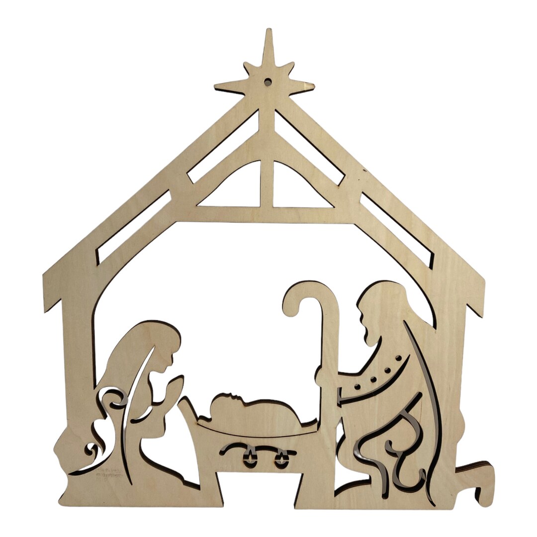 12 DIY Unfinished Wood Nativity Sign Manger Mary Joseph Etsy