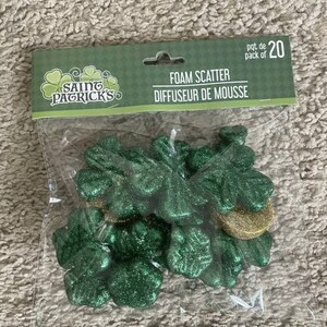 Shamrock & Gold Coin Filler, 20 Pieces Saint Patricks Day Foam Glitter ...