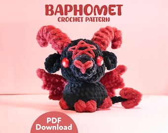 Baphomet Amigurumi Crochet Pattern – PDF Tutorial, Gothic Occult Plush Toy Gift