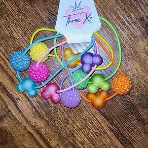 Mickey Rhinestone Hair Bobbles. Disney Hair Accessories. Ponytail  Holder. Hair Knockers. Elastic Hair Ties. Hair bling. Retro Hair Bobbles