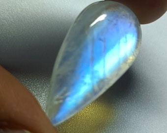 AAA High Quality Natural Rainbow Moonstone Pear Cabochon, 100% Natural White Rainbow Moonstone ,  Moonstone Cabochon Gemstone, 14x28x6MM