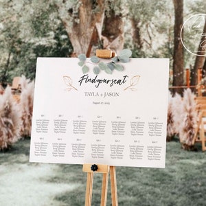 Tayla Find your seat template. Seating chart. Large wedding sign
