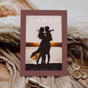 Siamo fuggiti a carte. Biglietto per annuncio di matrimonio. Foto Invito al ricevimento di nozze. Annuncio di fuga d'amore. Abbiamo la carta del matrimonio. Alice