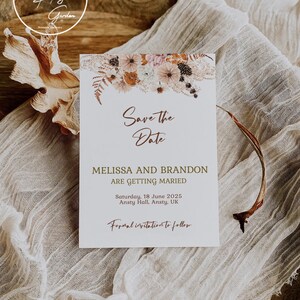 Fall boho wedding Save the Date card. Boho elopement. Melissa