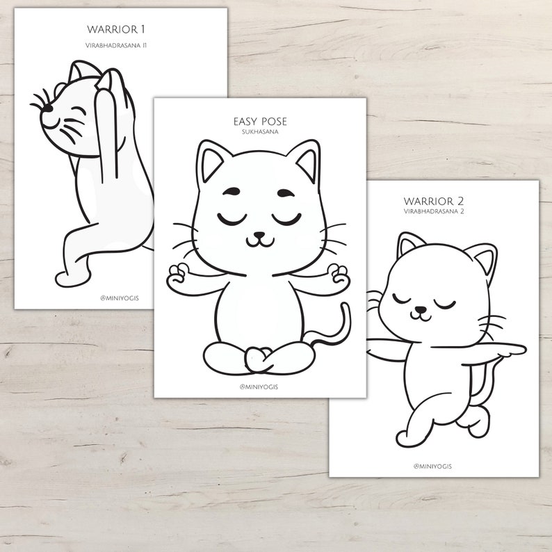 Cat Yoga Coloring Pages Asanas Yoga Poses Kids Yoga - Etsy