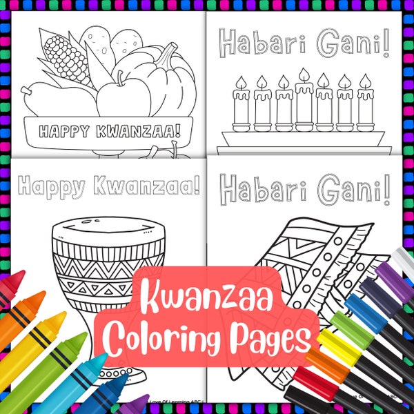 Kwanzaa Coloring Colouring Pages Printable Worksheets Pages PDF Africa Celebration Kinara Unity Cup Candle Holder Mishumaa Saba Mat