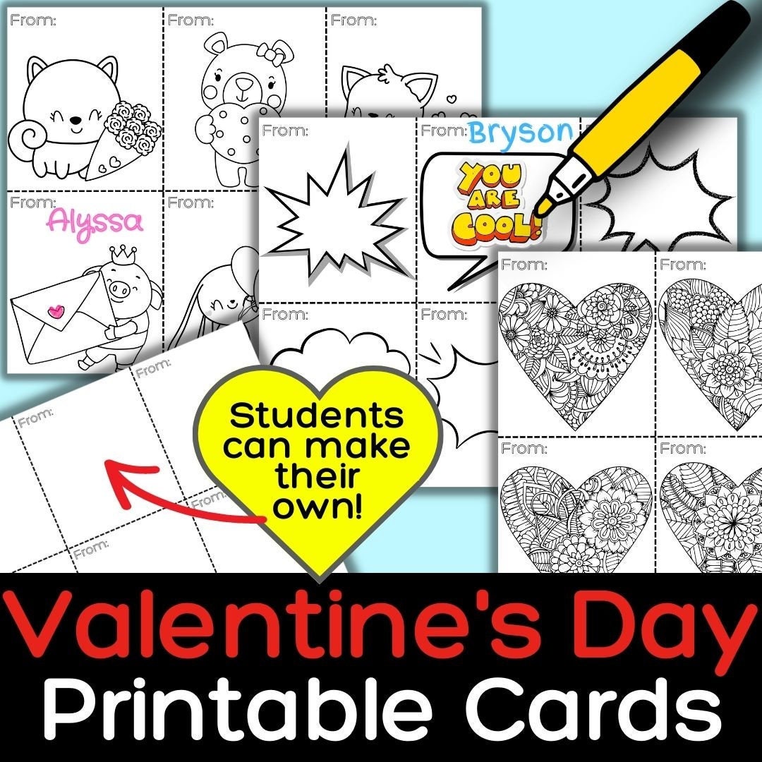 Printable Valentine's Day Cards | Customizable | Calm Colouring ...