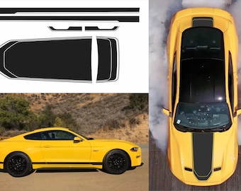 Mustang GT Hood & Rocker Stripe Vinyl Decal Kit (2018-2022)