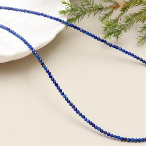Minimalistisk Lapis Lazuli Choker: Handgjort halsband med pärlor i 925 silver