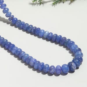 Topkwaliteit tanzanietketting, natuurlijke tanzaniet-kralenketting, handgemaakte zilveren sieraden, tanzaniet gladde rondelle-kralenketting voor haar