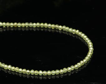 Brilliant Peridot Necklace, Natural Green Peridot Beaded Necklace, 3 MM Micro Faceted Round Beads Necklace, Handmade Silver Jewelry for her