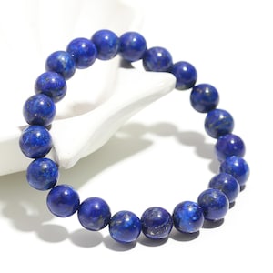 Natürliches Lapislazuli Perlenarmband, 8 MM Lapis Rundes Armband, Heilende Kristalle Handgemachtes Stretch Armband für Männer & Frauen, Energie Armband