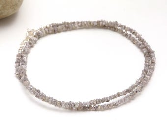Rough Gray Diamond Necklace, Natural Gray Diamond Beads Necklace, 2-3 MM Raw Diamond Necklace, 925 Silver Diamond Necklace, Bridesmaid Gifts