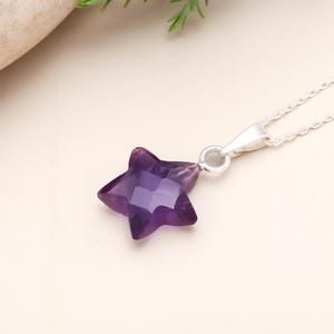 Amethyst Star Pendant, 925 Silver Jewelry, 15 MM Faceted Star Charms, Natural Amethyst Jewelry, February Birthstone, Healing Pendant for her