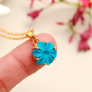 Elegant Turquoise Carved Flower Pendant, 92.5 Silver Floral Pendant, Blue Turquoise Handmade Jewelry, Turquoise Flower Jewelry, Gift for her