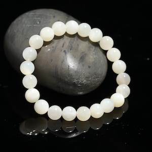 Handmade White Moonstone Beaded Bracelet: Healing Crystal Jewelry