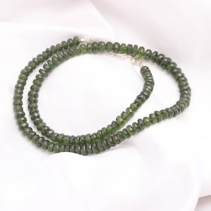 Top Quality Chrome Diopside Beads Necklace, Natural Chrome Diopside Jewelry, 925 Silver Handmade Jewelry, Healing Crystal Necklace for Women