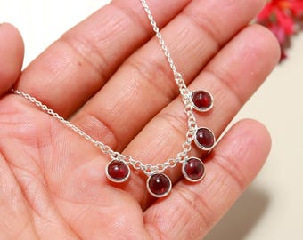 Stunning Garnet Necklace, Handmade Silver Necklace, Natural Garnet Chain Necklace, Feminine Crystal Jewelry, January Birthstone Gift for her