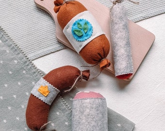 Felt Sausages – Perfect for Kitchens, BBQs & More! Salami, Meat, Ham, Pretend Play Breakfast Food, Toy, Restaurant, Market, Shop, Montessori