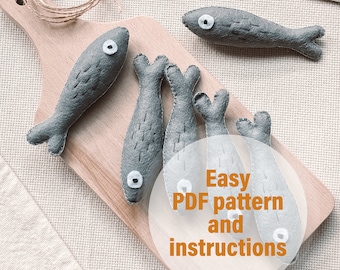 Craft Realistic Felt Anchovies – Easy PDF Pattern, Salty Fun! Sewing pattern, Plush treat sewing pattern, Digital sewing pattern, DIY