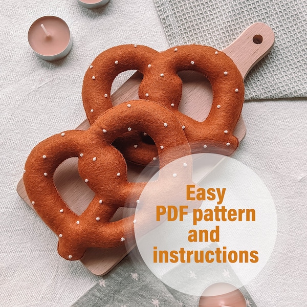 Craft Yummy Felt Pretzels – Easy PDF Pattern, Delicious Fun! Plush treat sewing pattern, felt food, Digital sewing pattern, DIY