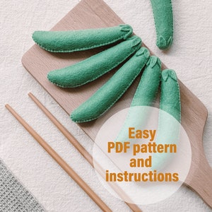 Craft Felt Pea Pod – Easy PDF Pattern, Delicious Fun! Plush treat sewing pattern, felt food, Digital sewing pattern, DIY