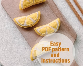 Craft a Playful Felt  Lemon Slice – Easy PDF Pattern, Big Fun! Sewing pattern, Plush treat sewing pattern, Play food pattern, Digital, DIY